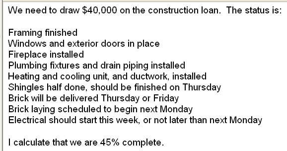 bank construction loan draw schedule